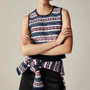 J Crew Fair Isle Sweater Shell Tank Top Boiled Wool Blend Large